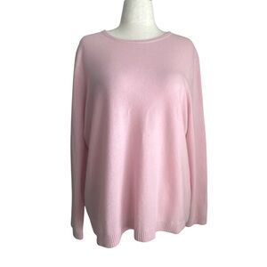 L.L. Bean Women’s 2X 100% Cashmere Sweater Pink Pullover Crew Neck Long Sleeve